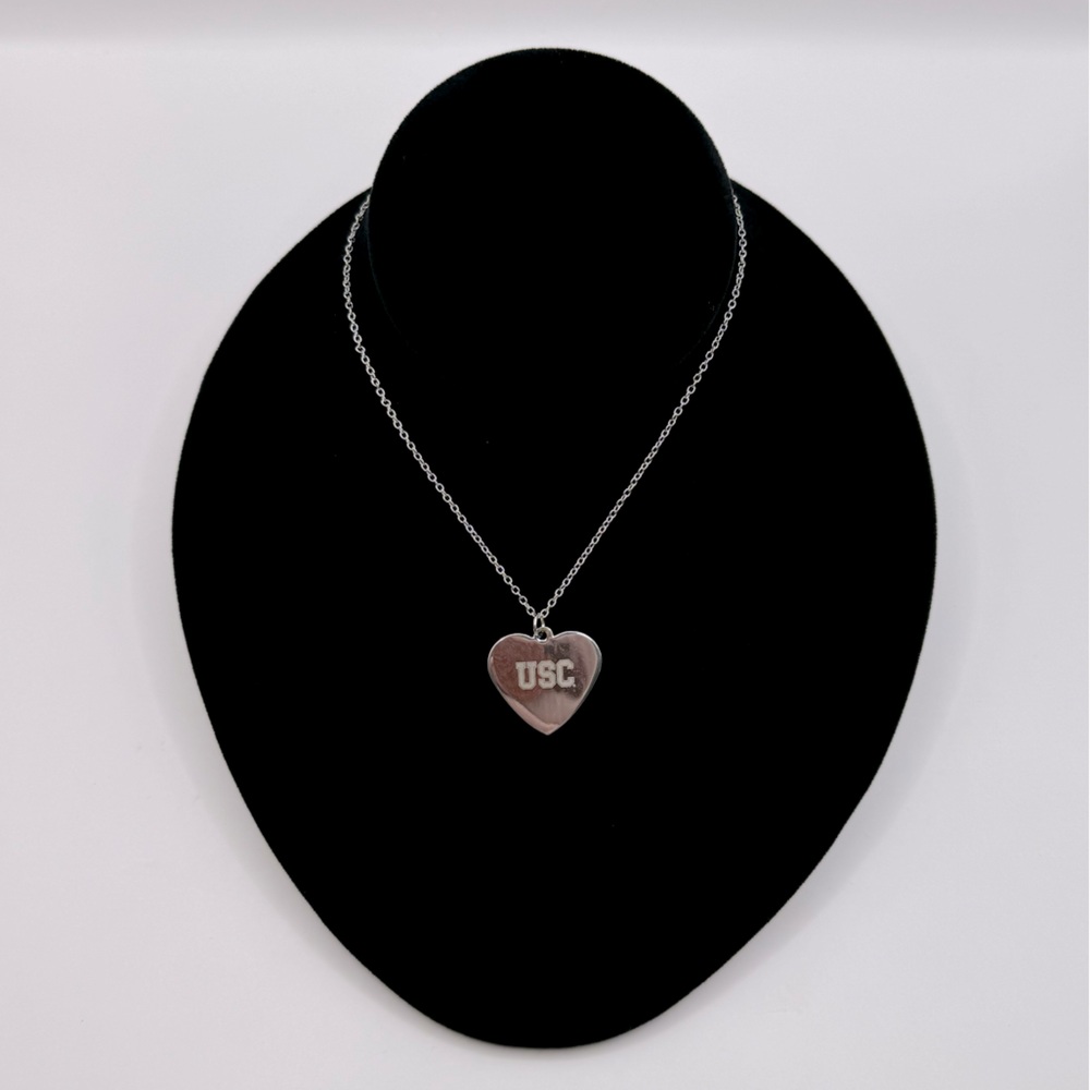 USC Trojans Silver-Tone Heart Charm Pendant Necklace